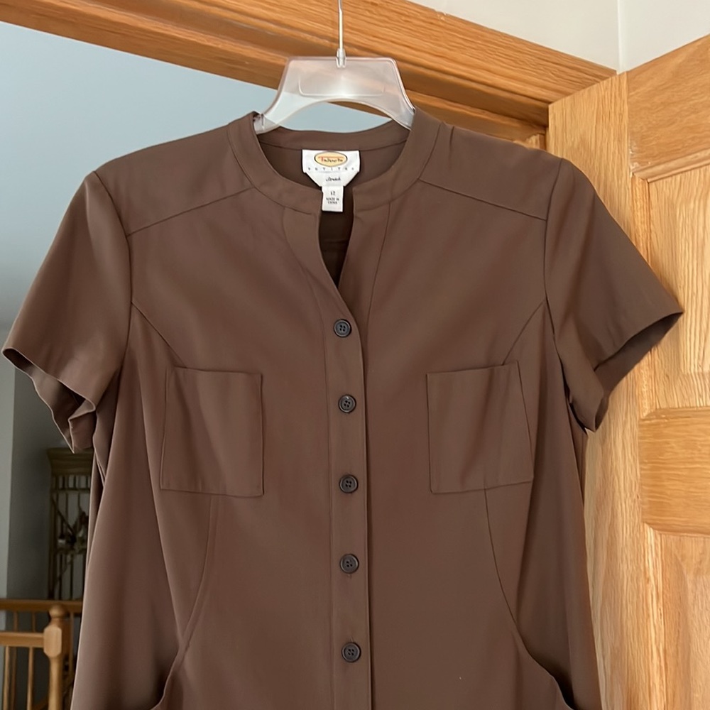 Talbots - Beautiful Brown Buttoned Dress - Size 12 Petite - Picture 3 of 16